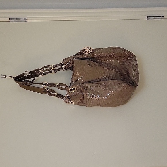 Vtg MICHAEL KORS 1990s Tan Snakeskin Slouchy Hobo Bag AP-1012 - Picture 3 of 14